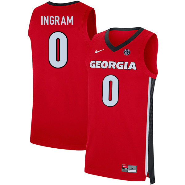 Men #0 Jailyn Ingram Georgia Bulldogs College Basketball Jerseys Sale-Red